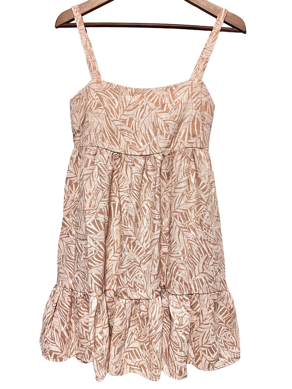 Milibon Tropical Palm Print Tiered Sundress Boho Beach Midi M